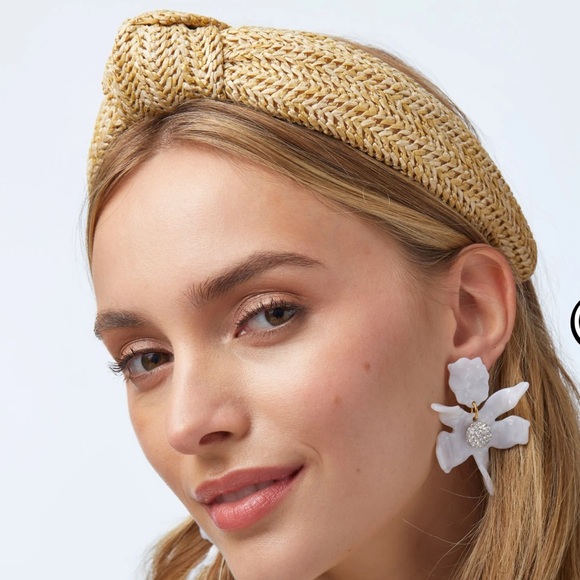 Lele sadoughi raffia knotted headband natural NWT - Picture 2 of 8